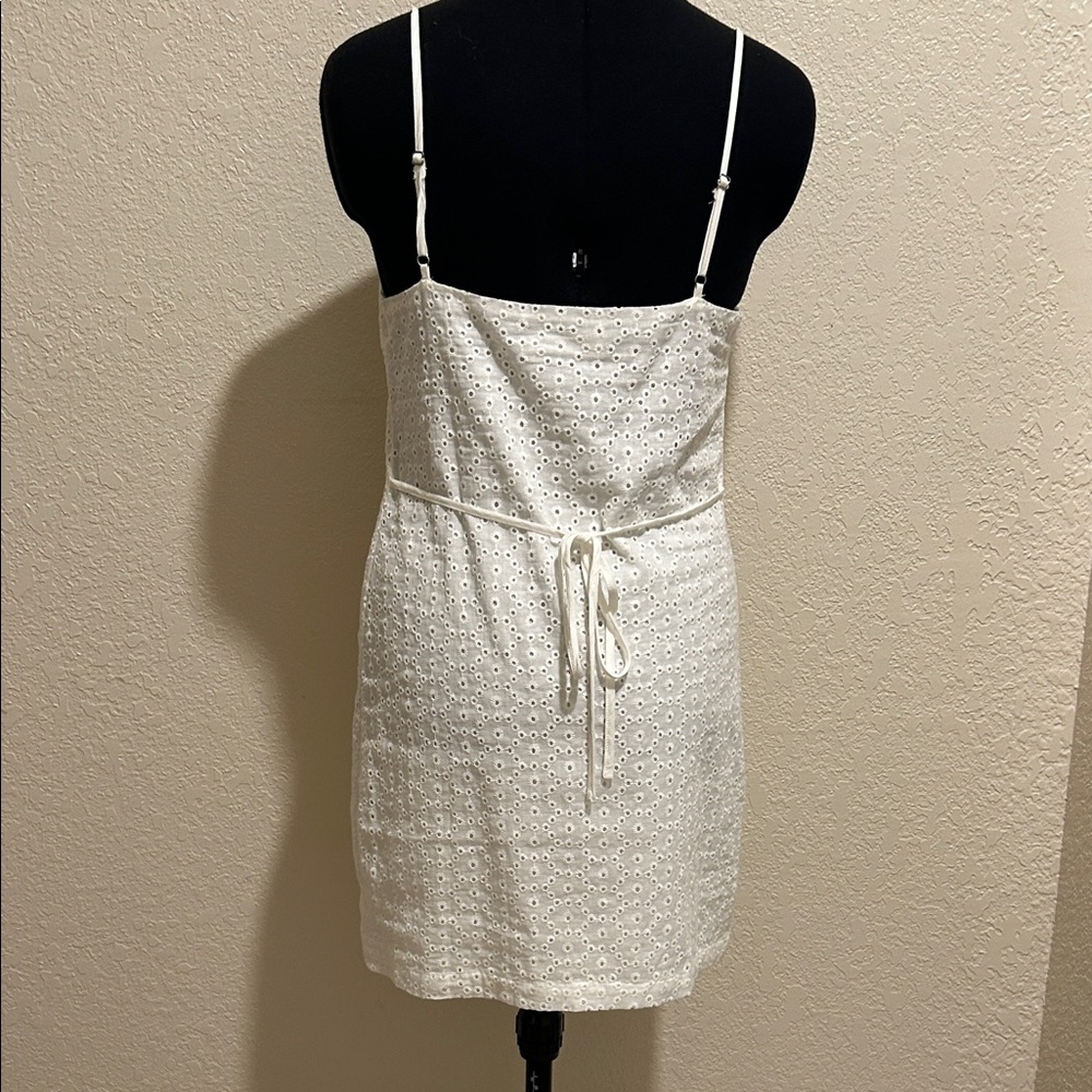 Sisterhood White Eyelet Mini Dress with Adjustable Spaghetti Straps Size S - Picture 4 of 8